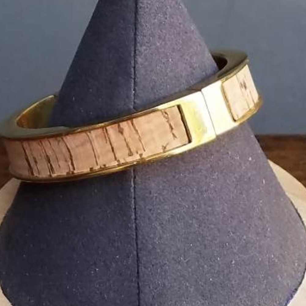 J Crew Cork Look Hinged Bangle It's bangle season!!!! - Picture 2 of 9